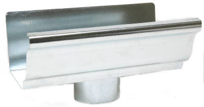 Amerimax 15010 Galvanized Steel End Piece With Drop, 4", Mill Finish