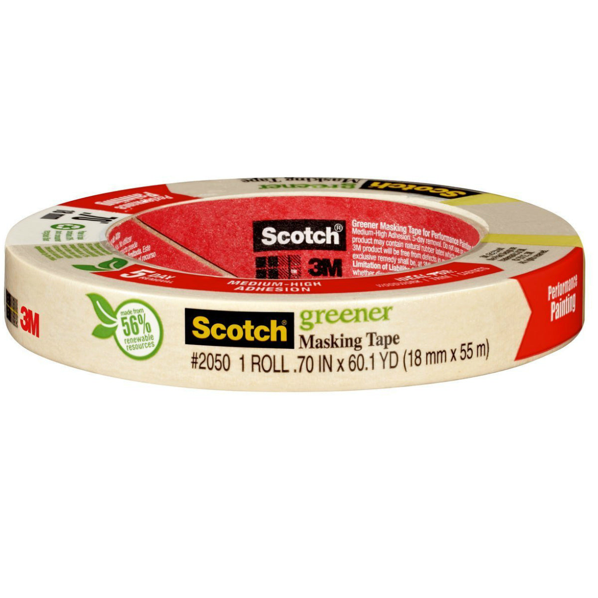 Scotch 2050-18A Painters Masking Tape for General Painting, 0.70" x 60 Yd