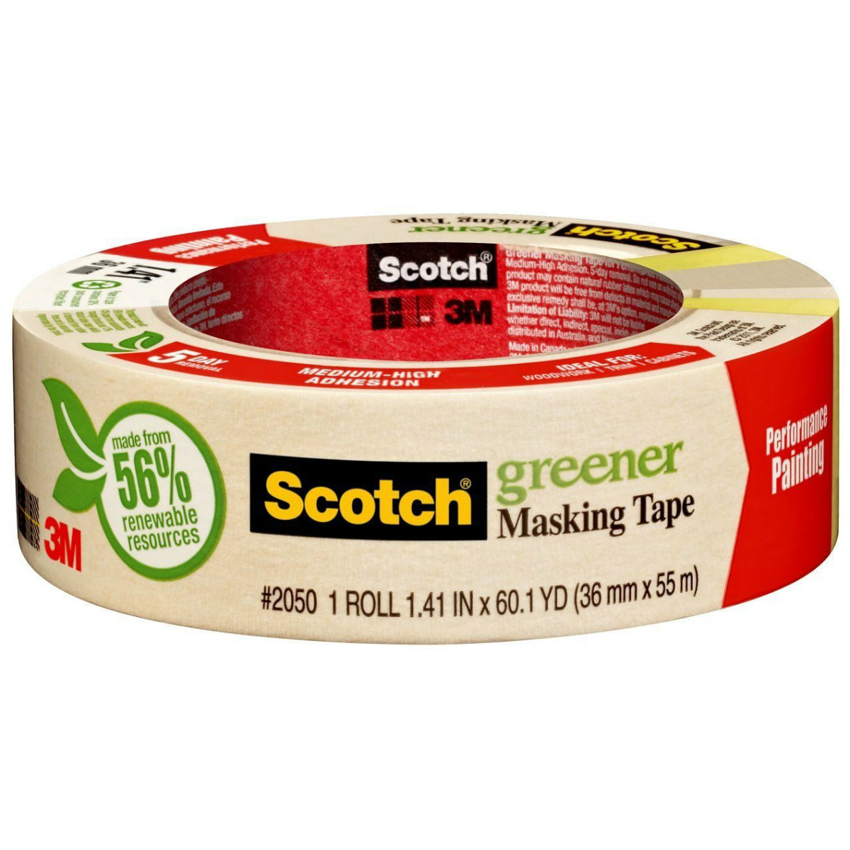 Scotch 2050-36A Painters Masking Tape for General Painting, 1.41" x 60 Yd, Beige