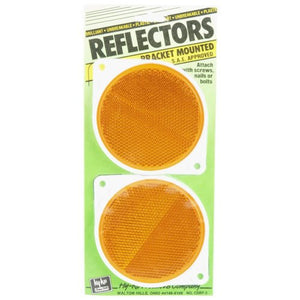 Hy-Ko CDRF-3A Bracketed Nail-On Reflector, 3-1/4", Amber, 2-Pack