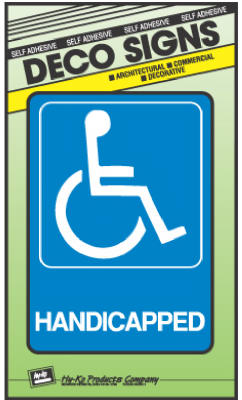 Hy-Ko D-17 Heavy-Duty Plastic Handicapped Deco Sign, 5" x 7"