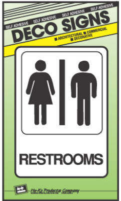 Hy-Ko D-23 Heavy-Duty Plastic Restrooms Sign, 5" x 7"