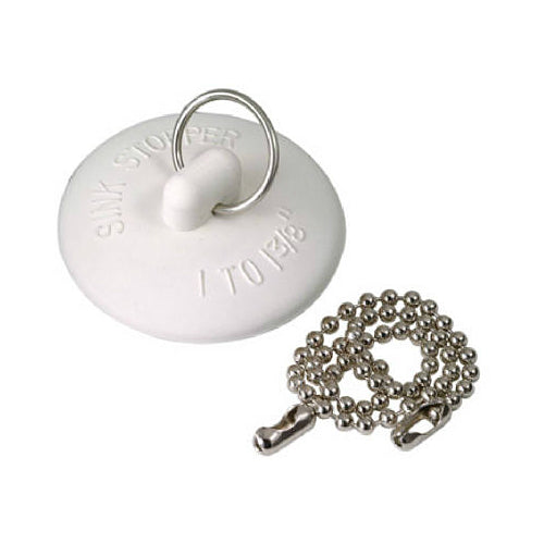 Master Plumber 225-060 Sink Stopper with 11" Stainless Chain, White
