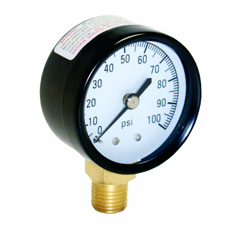 Water Source™ M1002-4L Pressure Gauge w/ Steel Case & Front Glass, 100 PSI