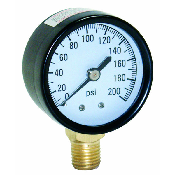 Water Source™ M2002-4L Pressure Gauge w/ Steel Case & Front Glass, 200 PSI