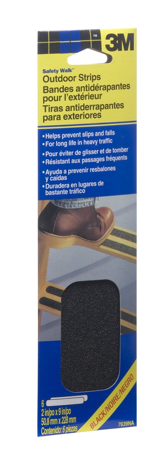 3M 7639 Safety-Walk Outdoor Tread 2"x 9", Black, 6-Pack