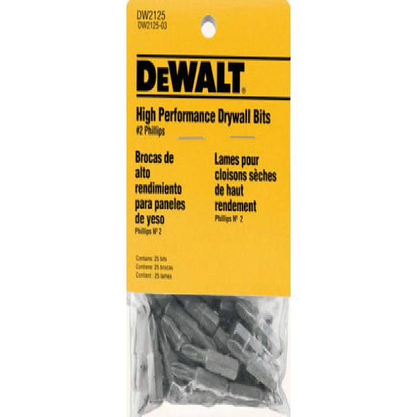 DeWalt® DW2125 Phillips Screwdriver Drywall Bit Tip, #2, 25-Pack
