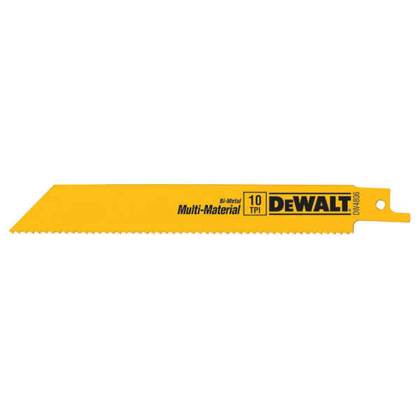 DeWalt® DW4806 Straight Back Bi-Metal Reciprocating Saw Blades, 10 TPI, 6", 5-Pk