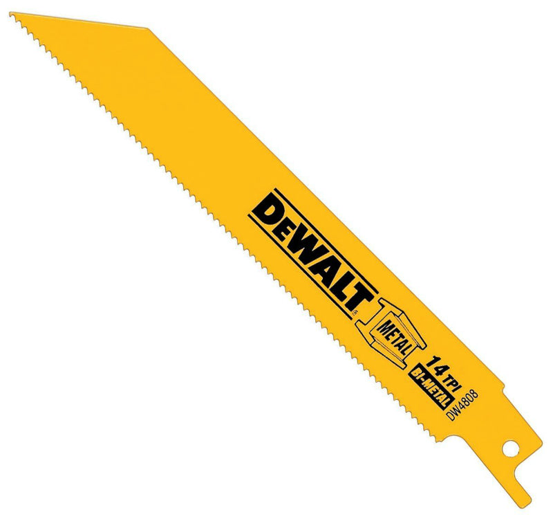 DeWalt® DW4808 Straight Back Bi-Metal Reciprocating Saw Blades, 14 TPI, 6", 5-Pk