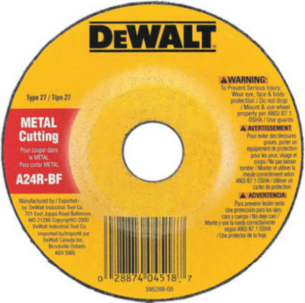 DeWalt® DW4518 Fast Cut Metal Depressed Center Wheel, 4-1/2" x 1/8" x 7/8" Arbor