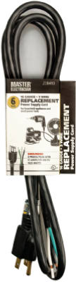 Master Electrician 09706ME Power Supply Replacement Cord, 6', Black