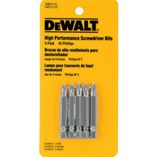 DeWalt® DW2115 Phillips Power Screwdriver Bit, #2, 2", 5-Pack