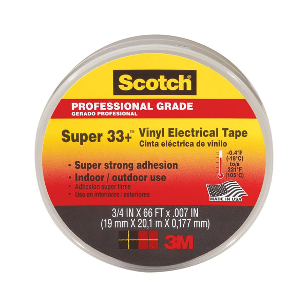 Scotch 6132-BA-100 Super 33+ Vinyl Electrical Tape, 3/4" x 66', Black