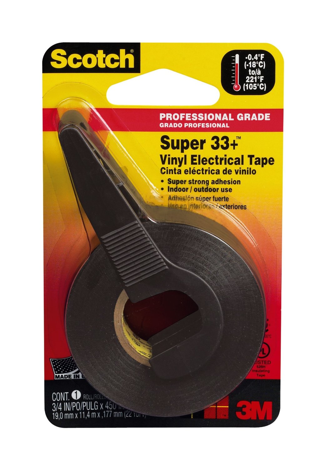 Scotch 10414 Super 33+ Vinyl Electrical Tape, 3/4" x 450"