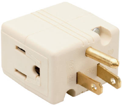 Pass & Seymour Grounded Triple Cube Adapter, 15A, 125V, Ivory