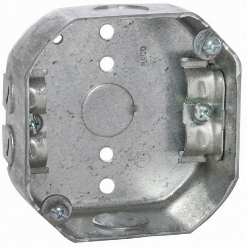 RACO® 146 Steel Octagon Box with Nonmetallic Sheathed Cable Clamps, 4" x 1-1/2"