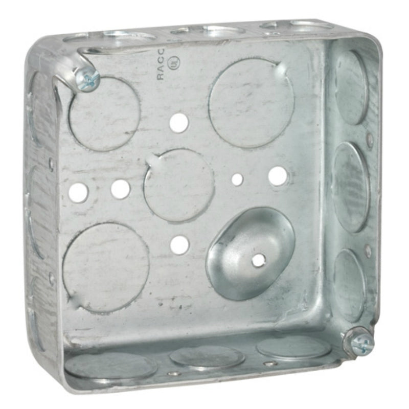 RACO® 8192 Steel Drawn Corners Square Box w/ Conduit KO's, 4" x 1-1/2" Deep