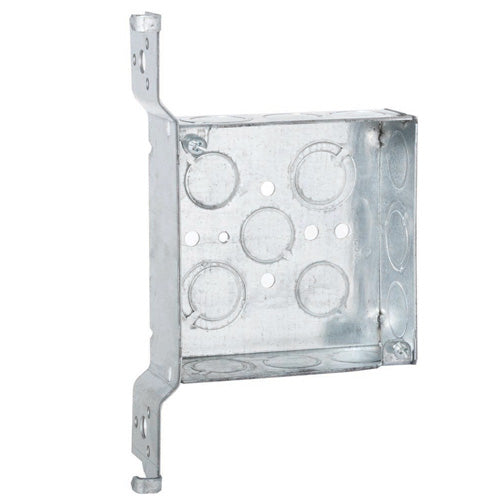 RACO® 8197 Steel FH Bracket Square Box, Welded with Conduit KO's, 4" x 1-1/2"