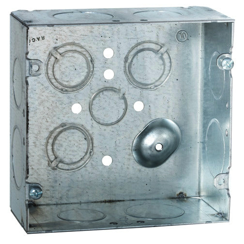 RACO® 8265 Square Box, Welded with Conduit KO's, 600V, 4-11/16" x 2-1/8"