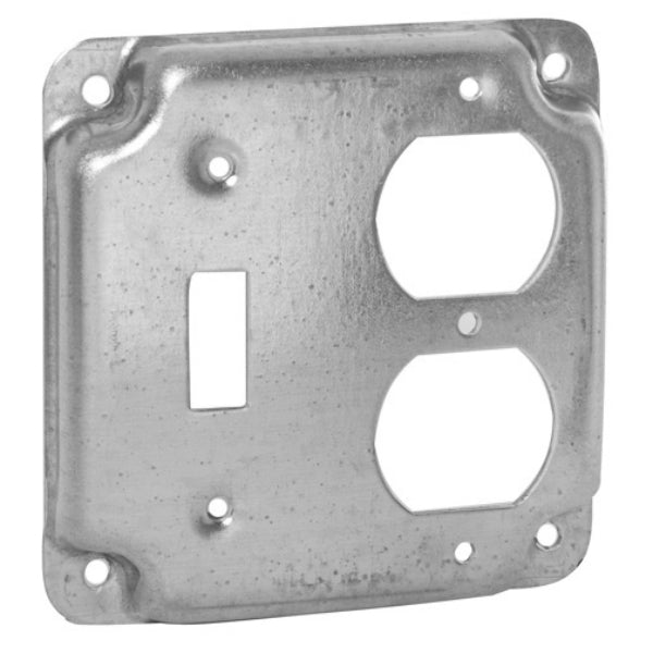 RACO® 906C Flat Corner Exposed Square Single Toggle Receptacle, 4"