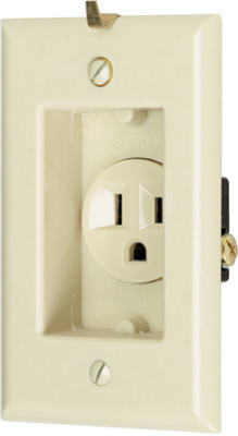 Pass & Seymour Clock Hanger Recessed Receptacle with Smooth Wall Plate, 15A
