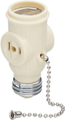 Pass & Seymour Lamp Holder with 2 Outlets, 250W, 125V, Ivory