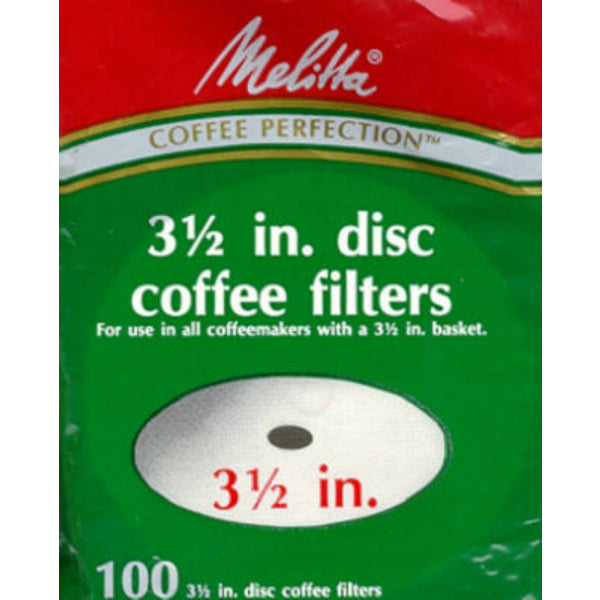 Melitta® 628354 Disc Coffee Filters, Paper White, 3.5", 100-Pack