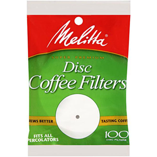 Melitta® 628354 Disc Coffee Filters, Paper White, 3.5", 100-Pack