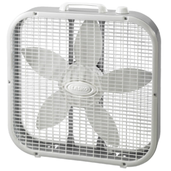 Lasko® 3733 Compact Box Fan, 3-Speed Motor, Gray, 20"