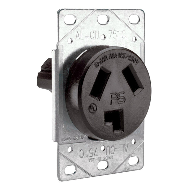 Pass & Seymour 3860CC6 Straight Blade Receptacle, 30A, 125/250V, Black