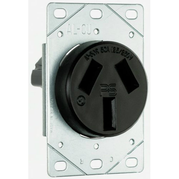Pass & Seymour 3890CC6 Straight Blade Receptacle, 50A, 125/250V, Black