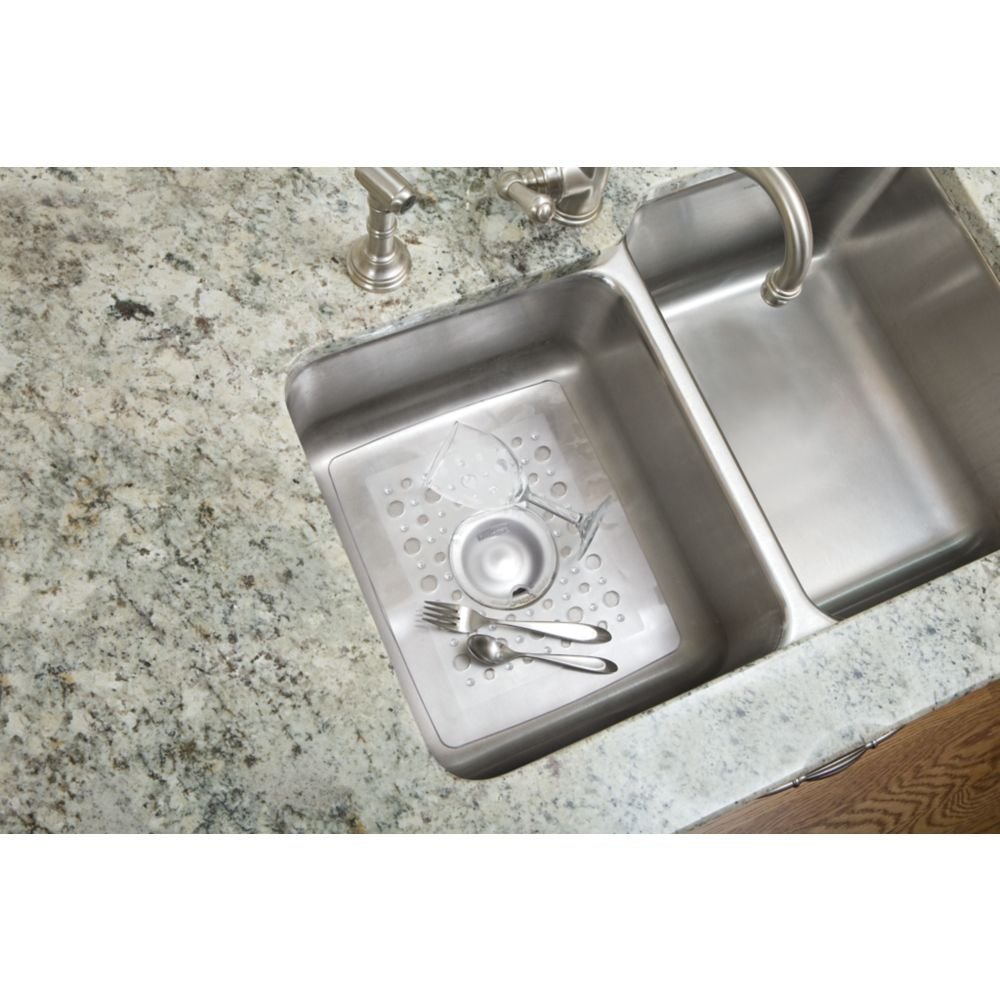 Rubbermaid® 2993-AR-CLR Microban® Flexible Sink Mat with Drain Hole, Clear