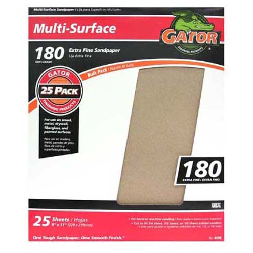 Gator 4206 Multi-Purpose Sanding Sheet, 180 Grit, 9" x 11"