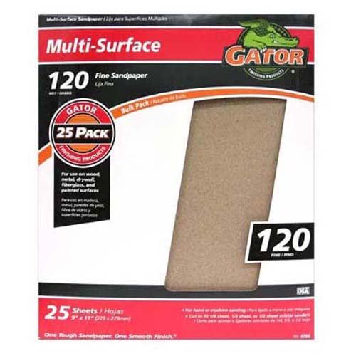 Gator 4208 Multi-Purpose Sanding Sheet, 120 Grit, 9" x 11"