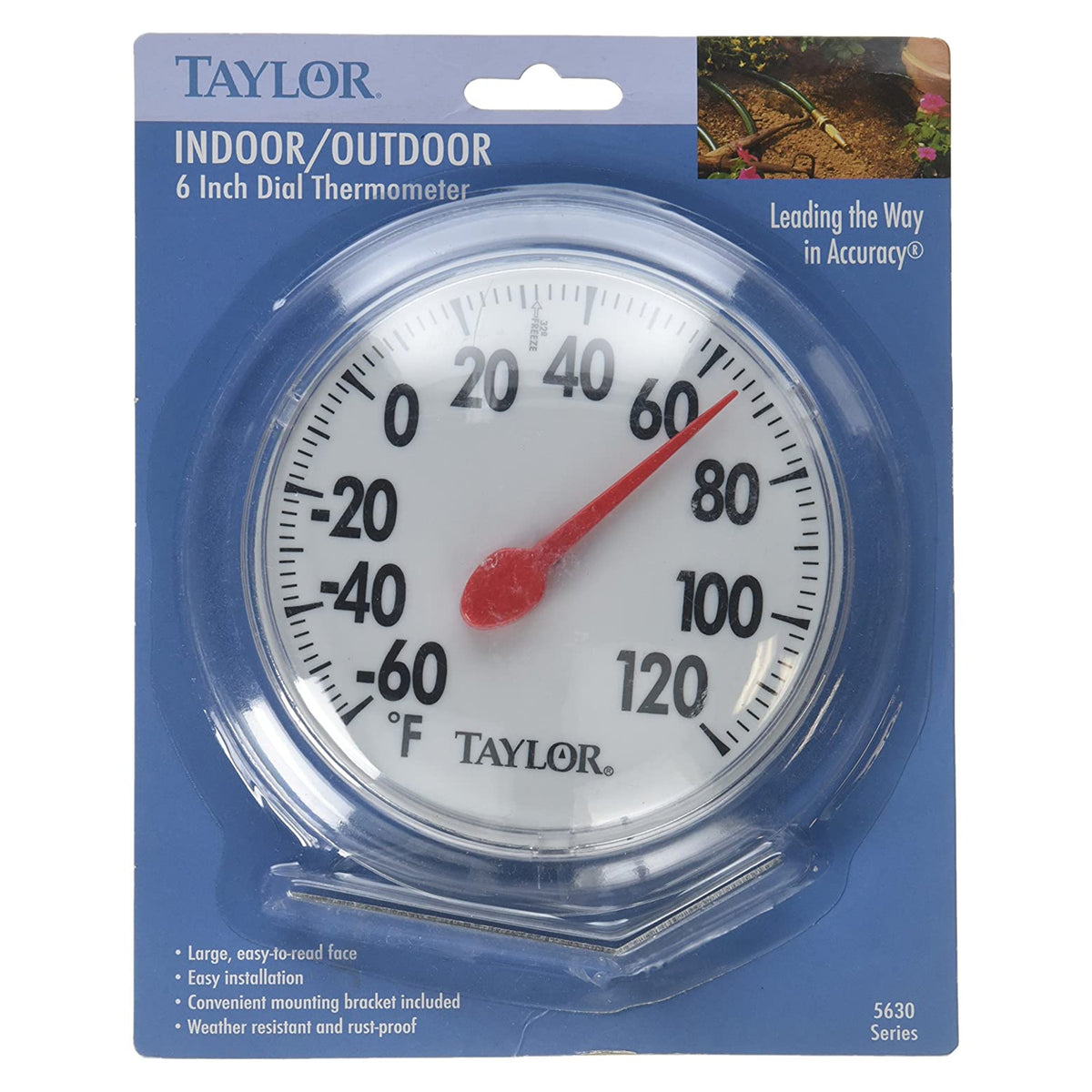 Taylor 5630 Metal Dial Thermometer, Indoor/Outdoor, 6"