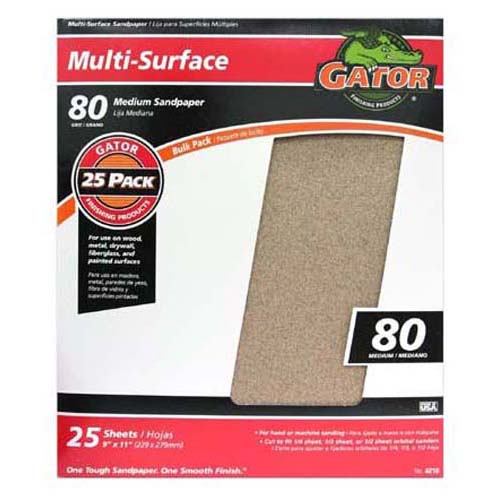 Gator 4210 Multi-Purpose Sanding Sheet, 80 Grit, 9" x 11"