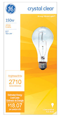 GE Lighting 16068 Decorative A21 General Purpose Light Bulb, 150W, Crystal Clear