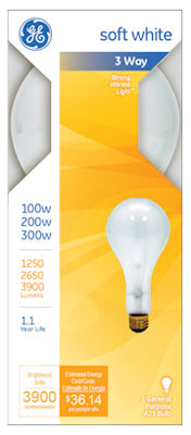 GE Lighting 41459 Mogul Base PS25 3-Way Light Bulb, Soft White, 100/200/300W