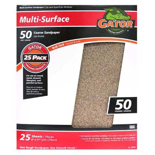 Gator 4212 Multi-Purpose Sanding Sheet, 50 Grit, 9" x 11"