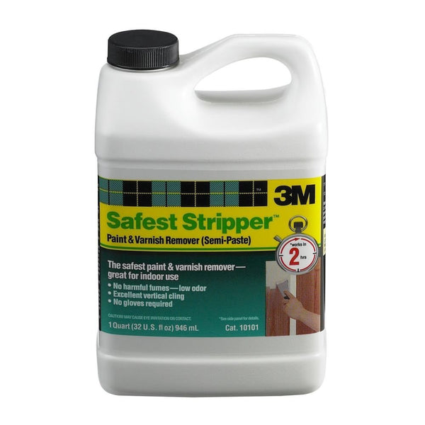 3M 10101 Safest Stripper Semi-Paste Paint & Varnish Remover, 1 Qt