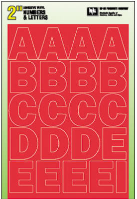 Hy-Ko 30004 Self Stick Adhesive Vinyl Number & Letter Set, 2", Red