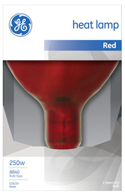 GE Lighting 37771 Reflector Incandescent R40 Heat Lamp, 250W, Red