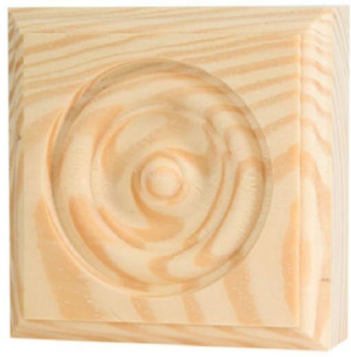 Waddell RTB-35-OAK Rosette Trim Block Moulding, 3.75" x 3.75" x 1", Oak