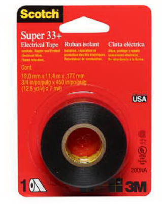 Scotch 200 Super 33+ Electrical Tape 3/4" x 450", Black