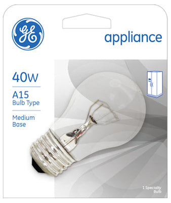 GE Lighting 15206 Medium Base A15 Appliance Light Bulb, 40W, Clear