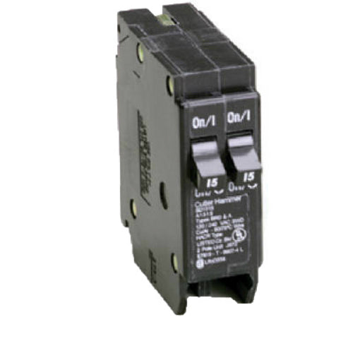 Eaton BR1515 Single Pole Tandem Circuit Breaker, Half Size, 2 15A