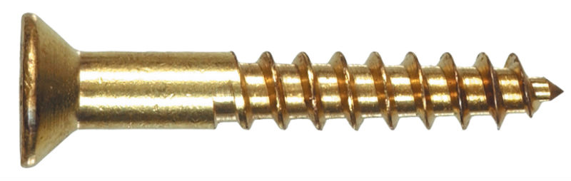 Hillman 385700 Flat Head Phillips Wood Screw, #8 x 3/4", Brass, 100 Pack