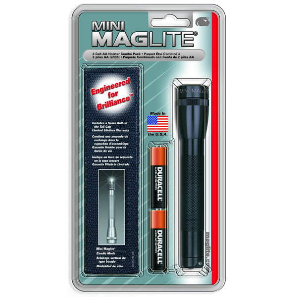 Maglite SM2A01H Mini Holster Combo Flashlight Pack, 2 "AA" Cell, Black