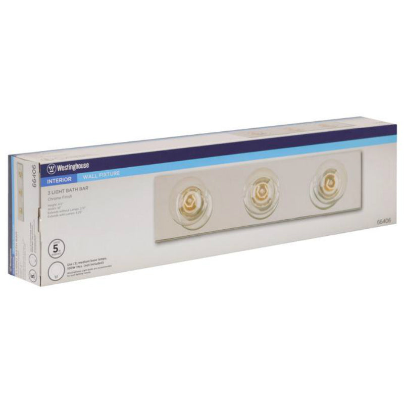 Westinghouse 66406 Three-Light Interior Bath Bar, Chrome Finish