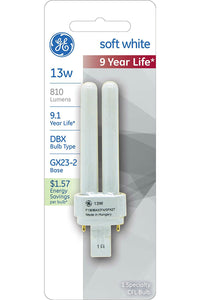 GE Lighting 13578 Energy Smart® Double Biax Plug-In GX23-2 T4 CFL Bulb, 13W